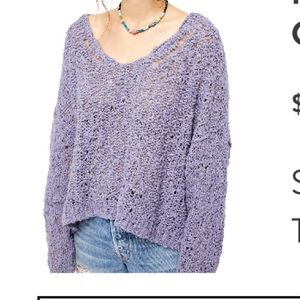 Free People Sunday Shore Cotton blend sweater. Purple S